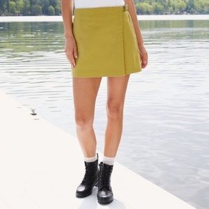 Belted Wrap Mini Skirt Green